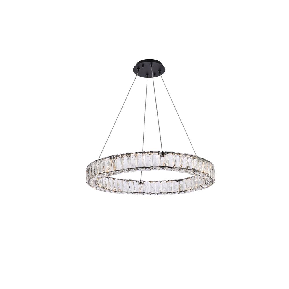 Monroe 26 Inch Led Round Single Pendant In Black. Picture 1