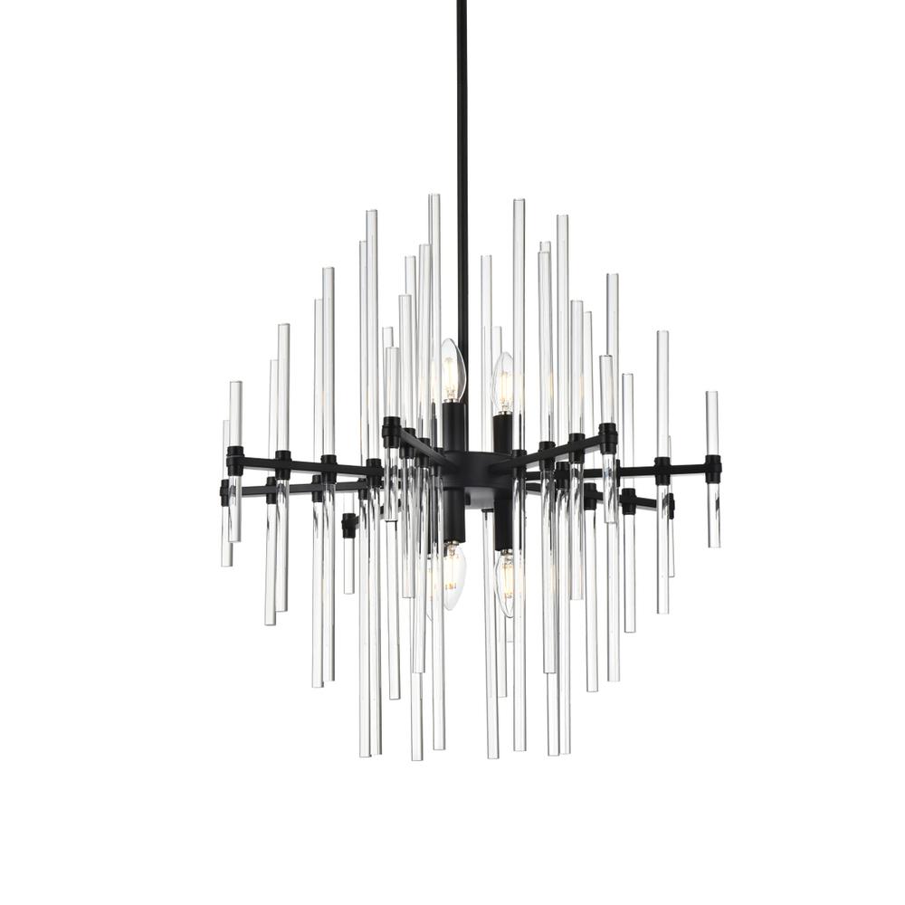 Sienna 23 Inch Crystal Rod Pendant In Black. Picture 2
