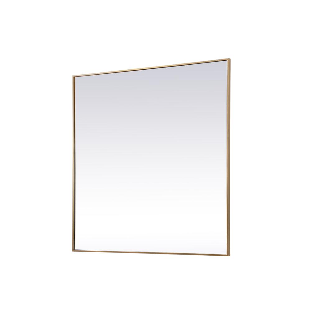 Metal Frame Square Mirror 48 Inch In Brass. Picture 7