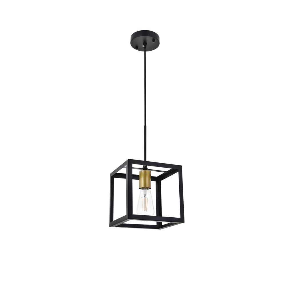 Resolute 1 Light Brass And Black Pendant. Picture 4