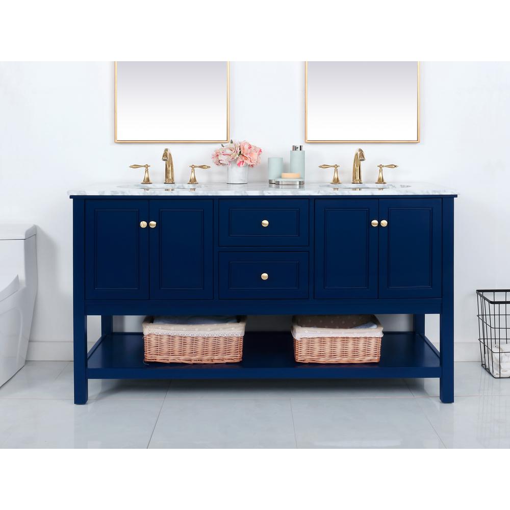 60 Inch Single Bathroom Vanity In Blue. Picture 2