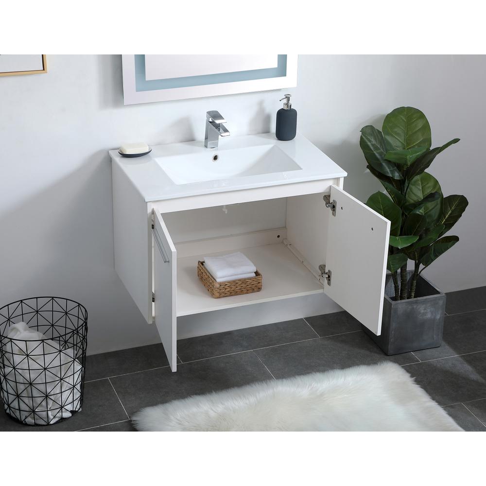 30 Inch  Single Bathroom Floating Vanity In White. Picture 3
