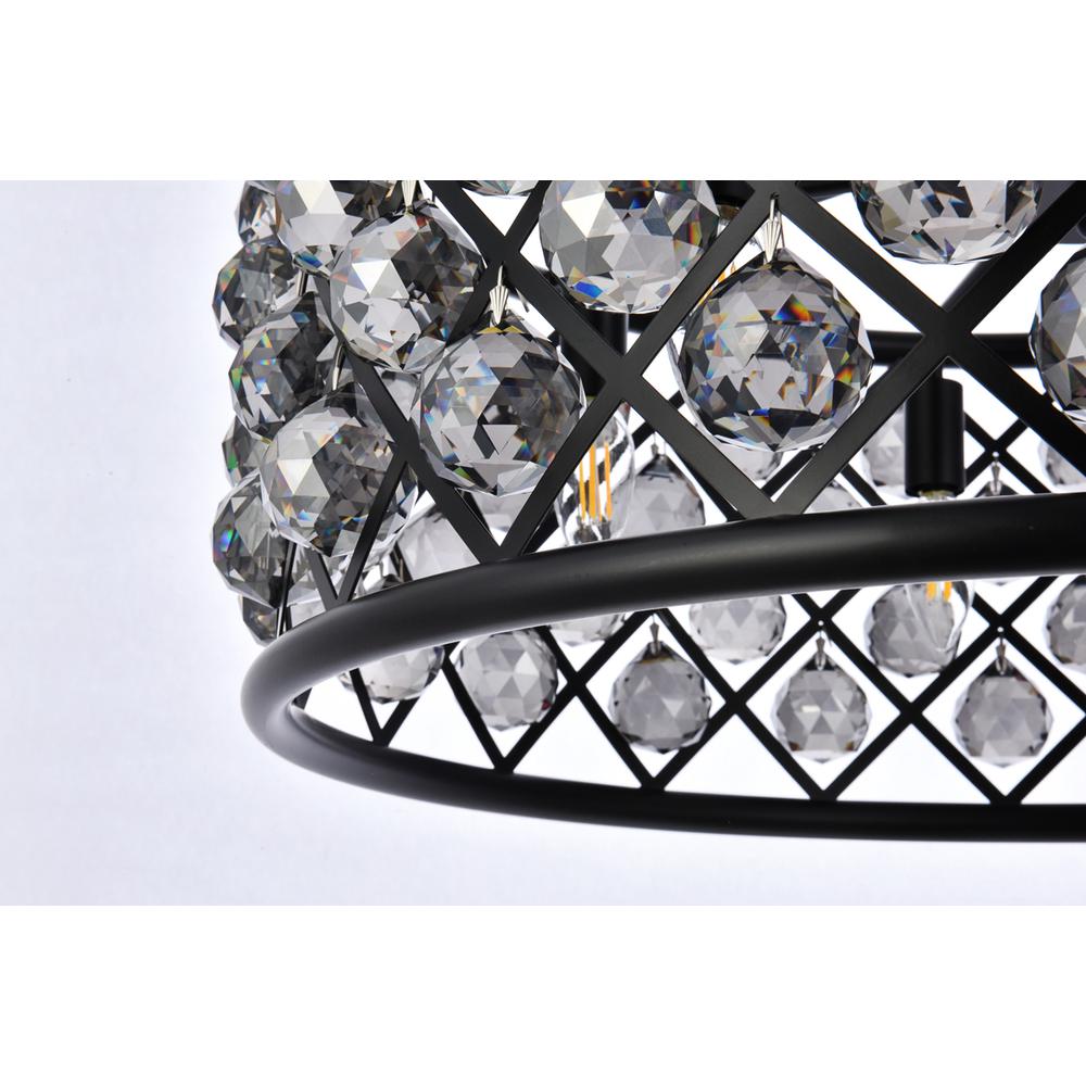 Madison 6 Light Matte Black Chandelier Silver Shade (Grey) Royal Cut Crystal. Picture 3