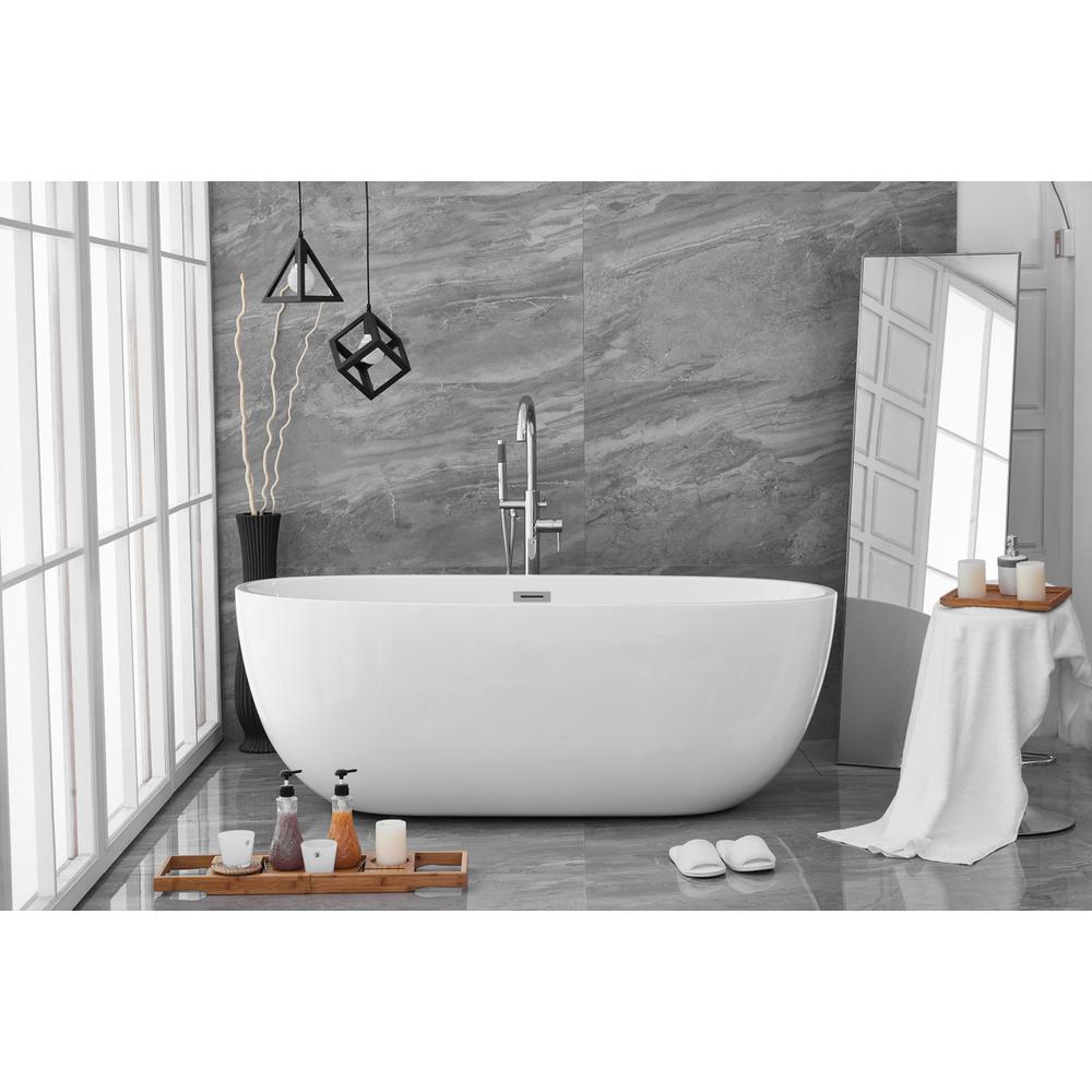 67 Inch Soaking Roll Top Bathtub In Glossy White. Picture 14