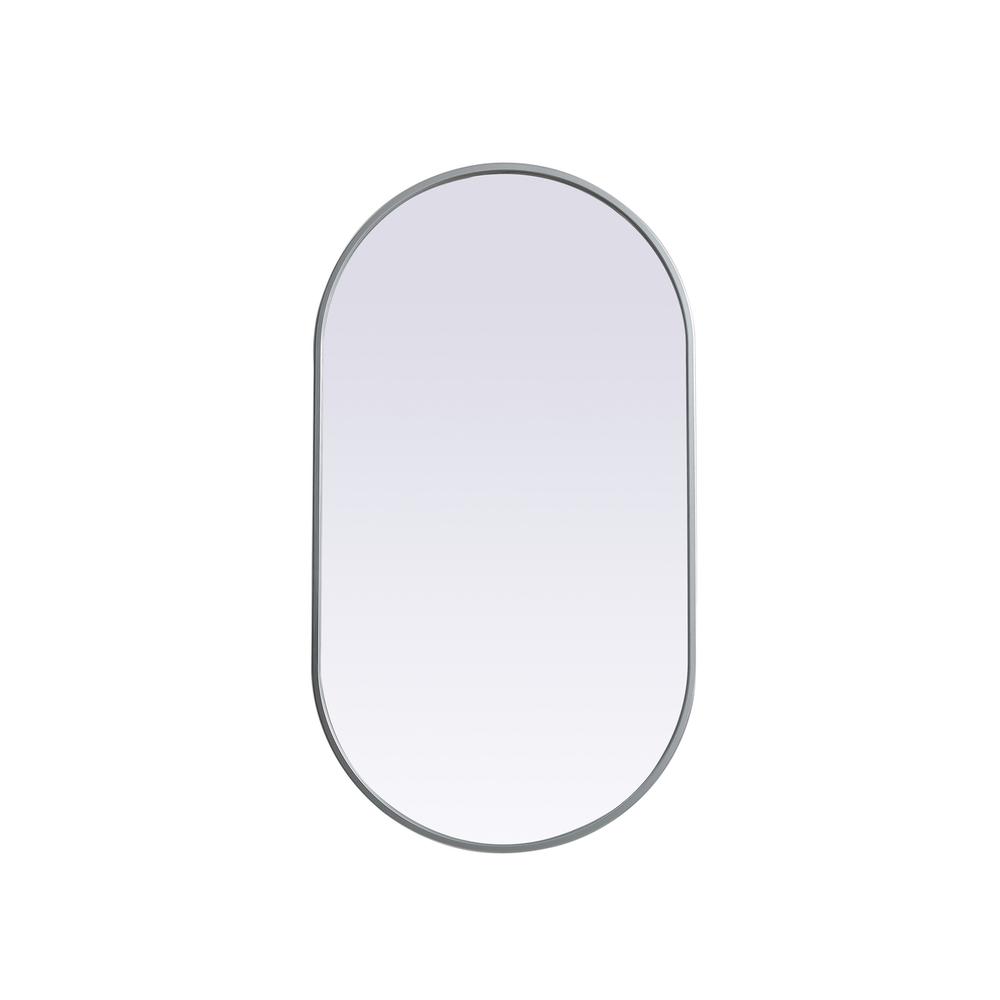 Metal Frame Oval Mirror 20X36 Inch In Silver. Picture 1