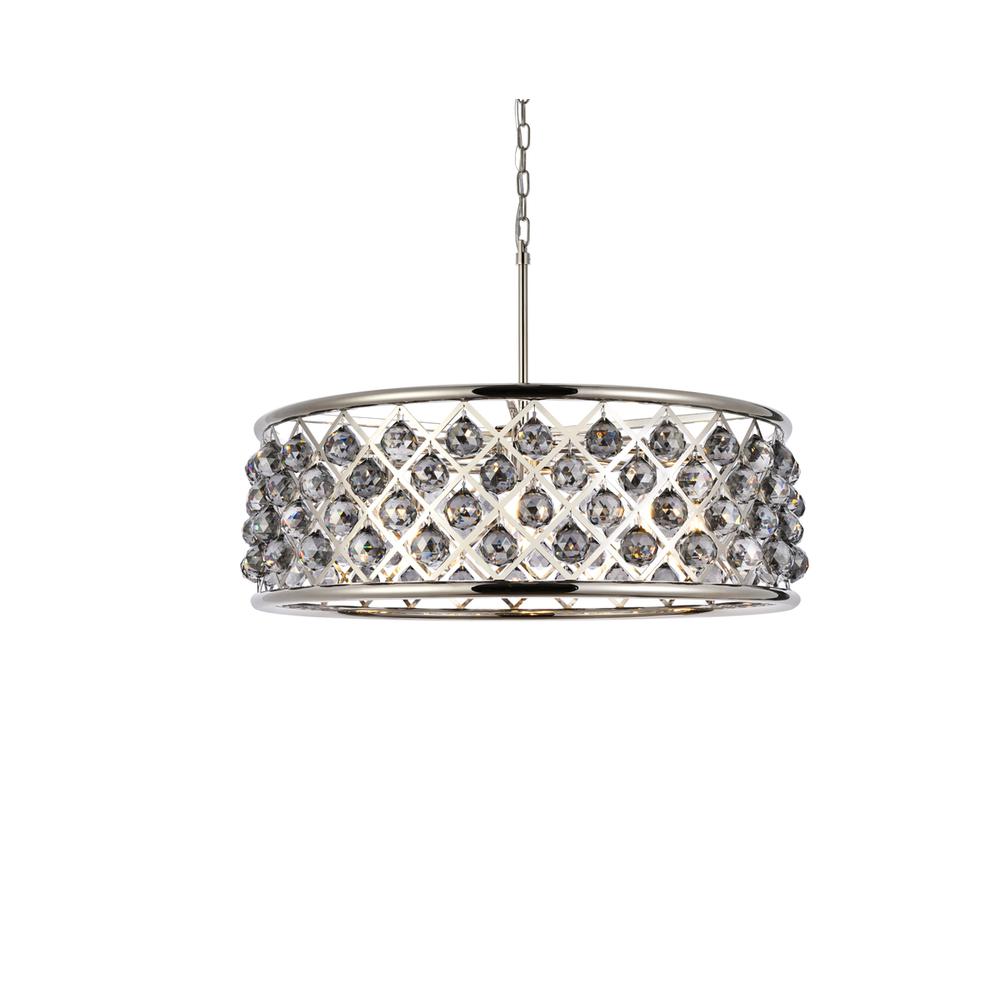 Madison 8 Light Polished Nickel Chandelier Silver Shade (Grey) Royal Cut Crystal. Picture 2