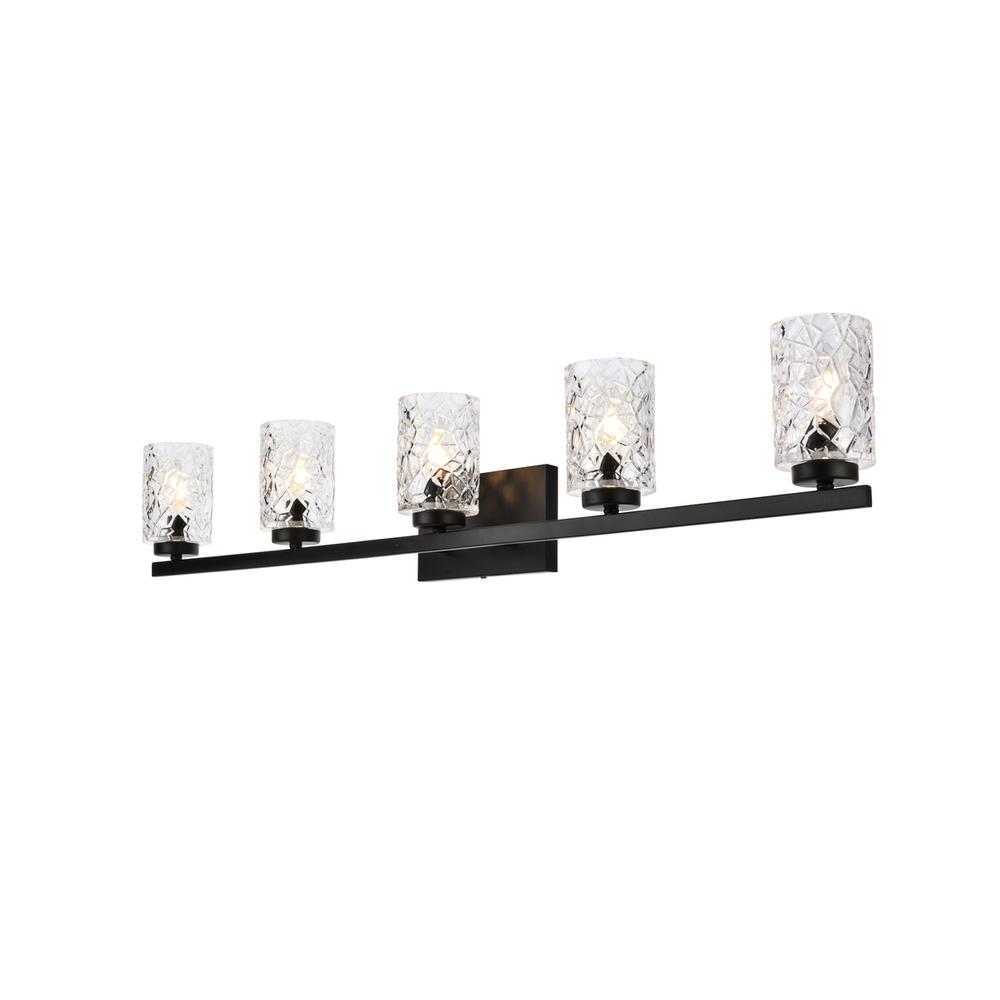 Cassie 5 Lights Bath Sconce In Black With Clear Shade. Picture 2