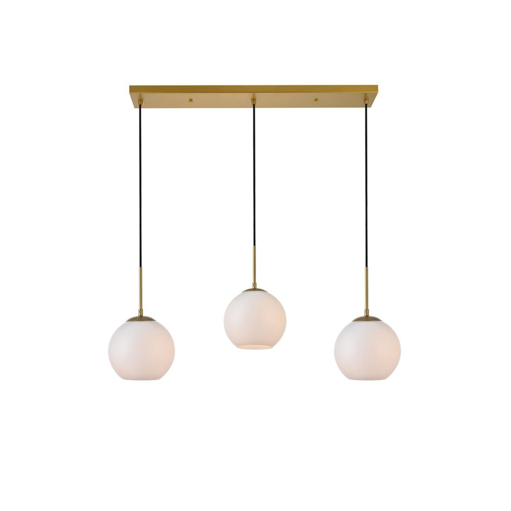 Baxter 3 Lights Brass Pendant With Frosted White Glass. Picture 1