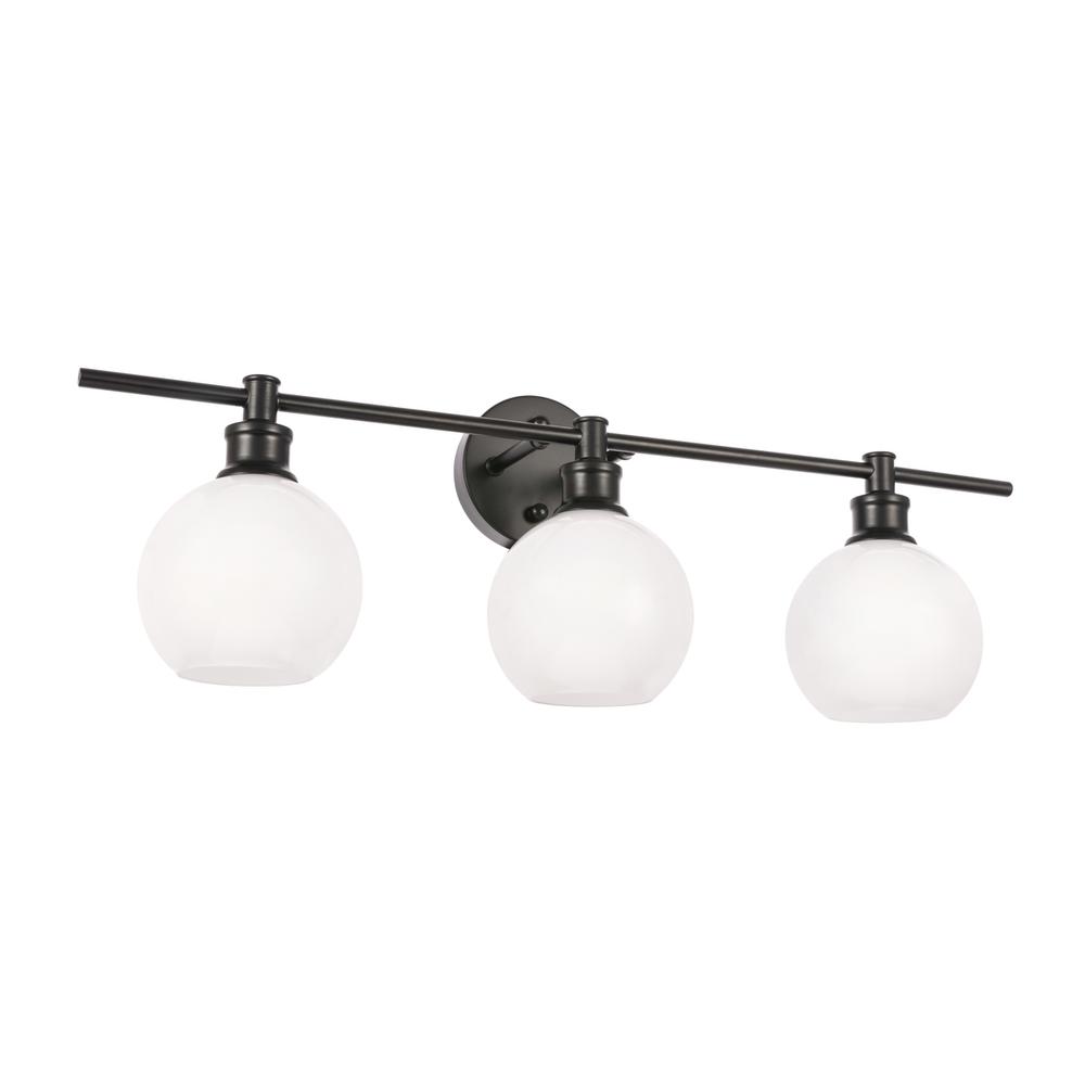 Collier 3 Light Black And Frosted White Glass Wall Sconce. Picture 12