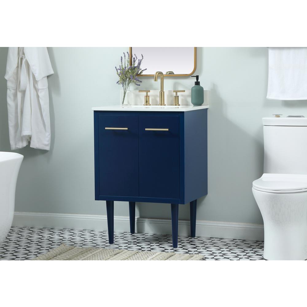24 Inch Single Bathroom Vanity In Blue With Backsplash. Picture 2