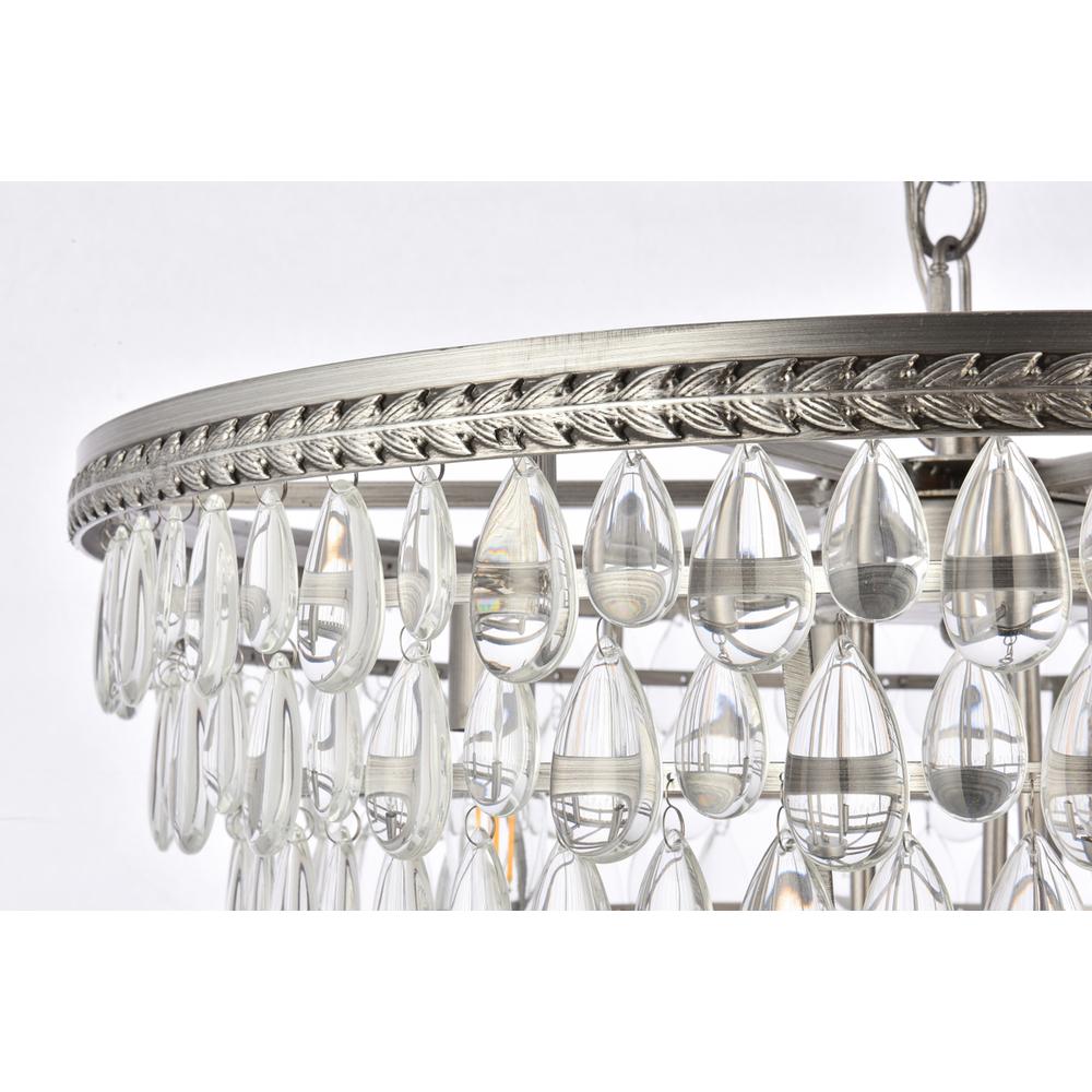 Nordic 7 Light Antique Silver Chandelier Clear Royal Cut Crystal. Picture 5