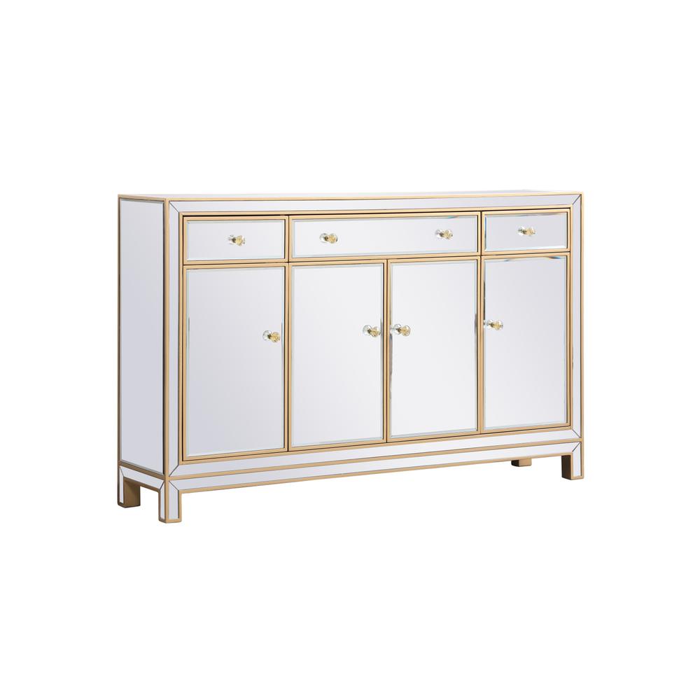 56 Inch Mirrored Credenza In Gold. Picture 4