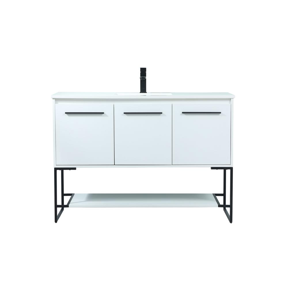 48 Inch Single Bathroom Vanity In White. Picture 1