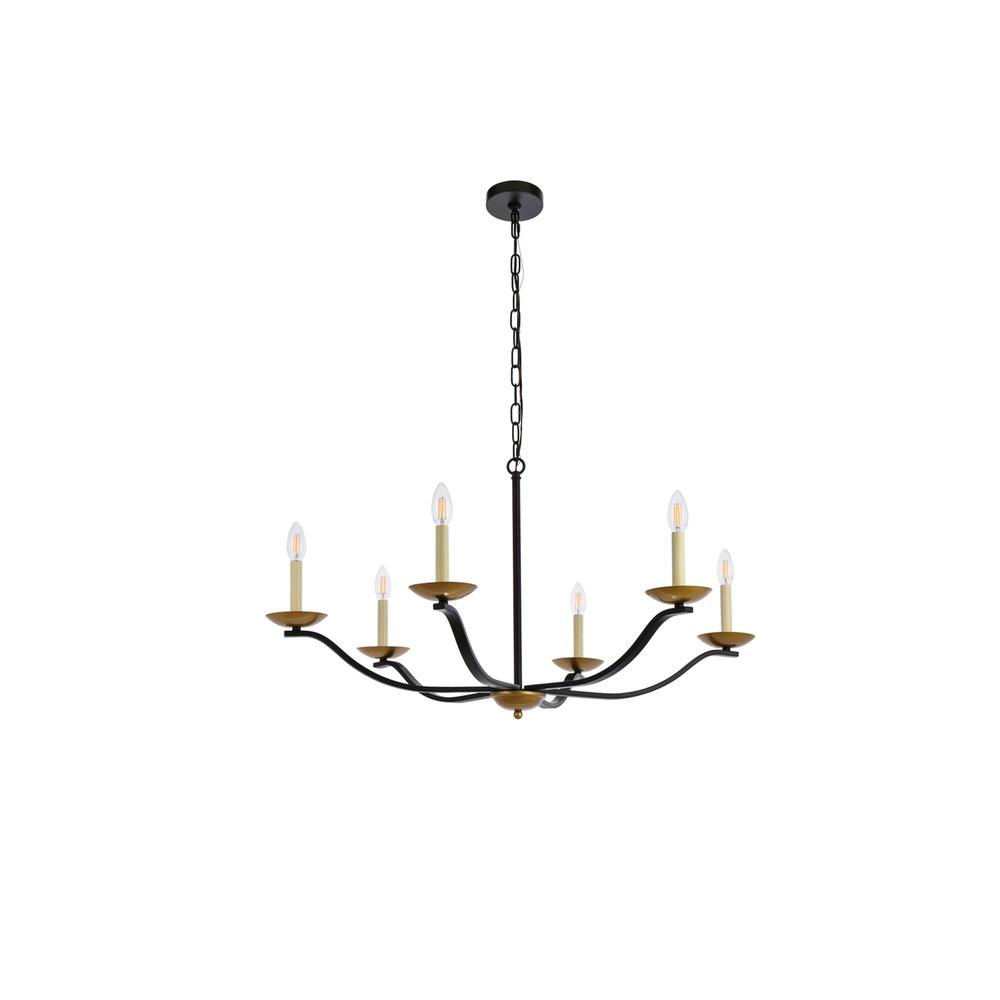 Trey 36 Inch Pendant In Black And Brass. Picture 6