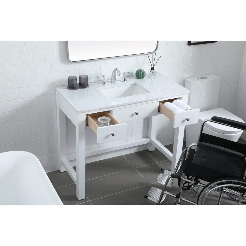 42 Inch Ada Compliant Bathroom Vanity In White. Picture 3