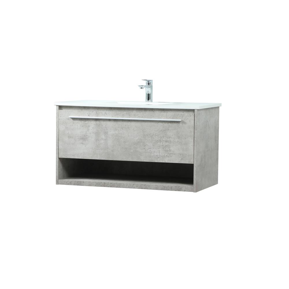 36 Inch Single Bathroom Vanity In Concrete Grey. Picture 7