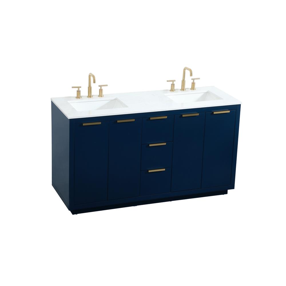 60 Inch Double Bathroom Vanity In Blue. Picture 8