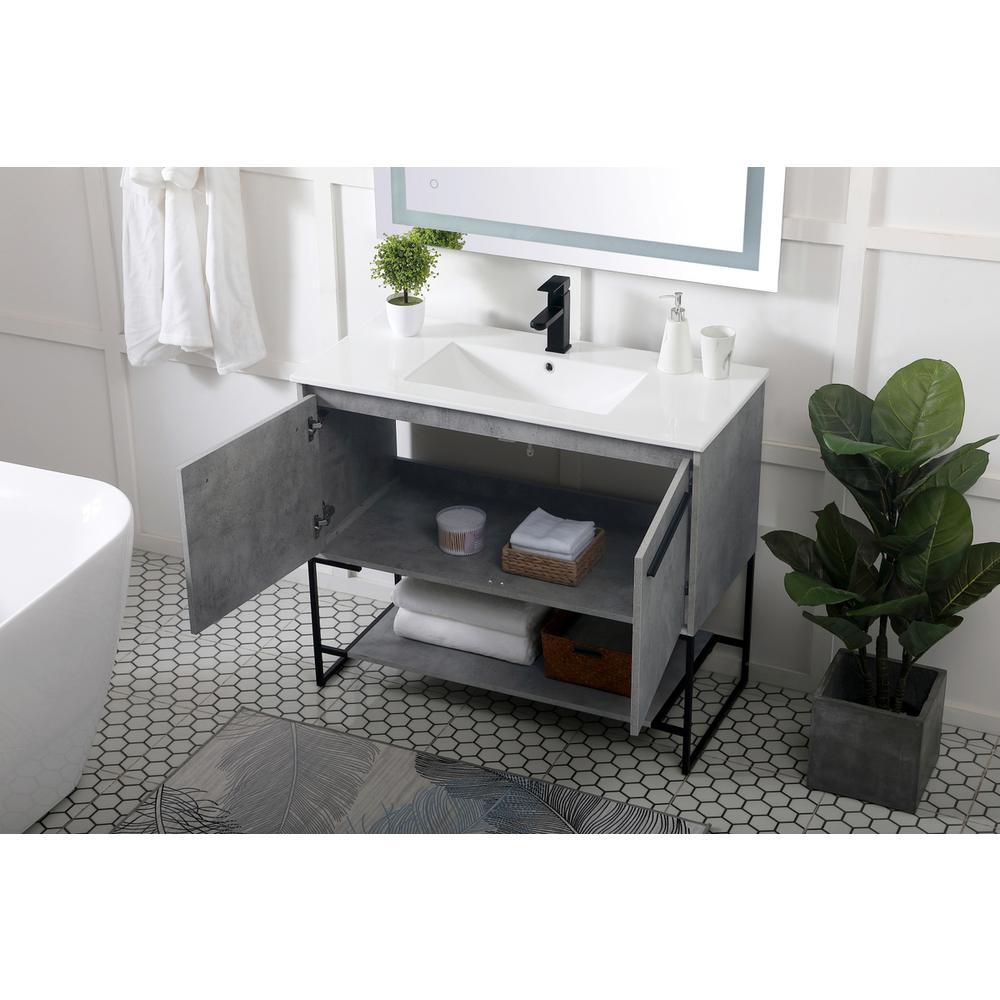 40 Inch  Single Bathroom Vanity In Concrete Grey. Picture 3