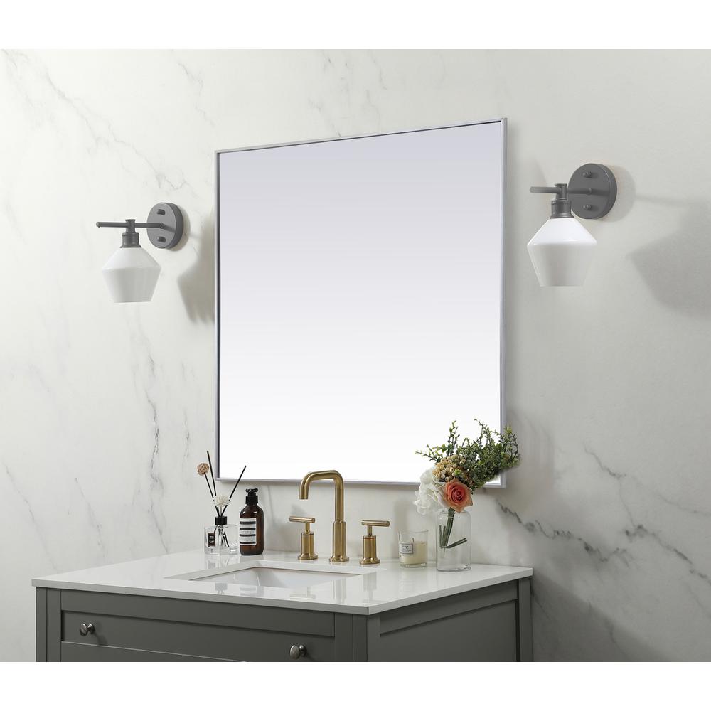 Metal Frame Square Mirror 48 Inch In Silver. Picture 2