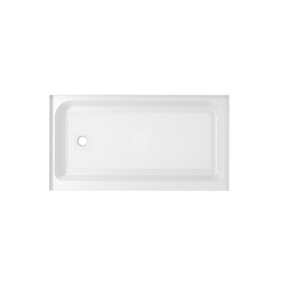 60X36 Inch Single Threshold Shower Tray Left Drain In Glossy White. Picture 1