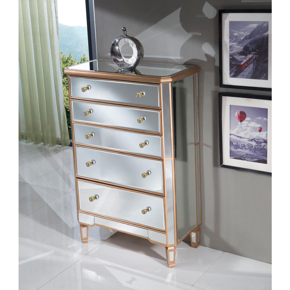5 Drawer Cabinet 33 In. X 16 In. X 49 In. In Gold Paint. Picture 3