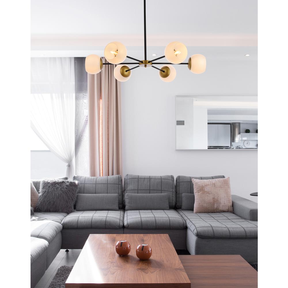Briggs 36 Inch Pendant In Black And Brass With White Shade. Picture 8