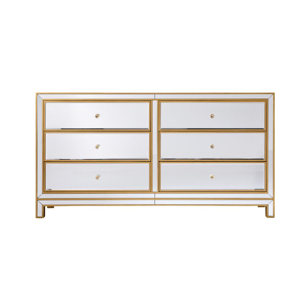 Cabinet 6 Drawers 60In. W X 18In. D X 32In. H In Gold. Picture 1