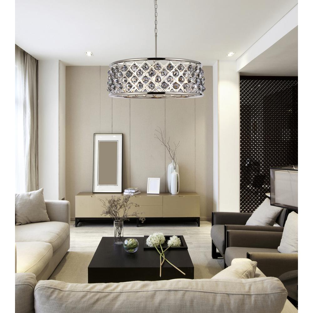 Madison 8 Light Polished Nickel Chandelier Silver Shade (Grey) Royal Cut Crystal. Picture 8
