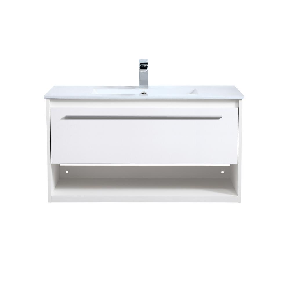 36 Inch  Single Bathroom Floating Vanity In White. Picture 1