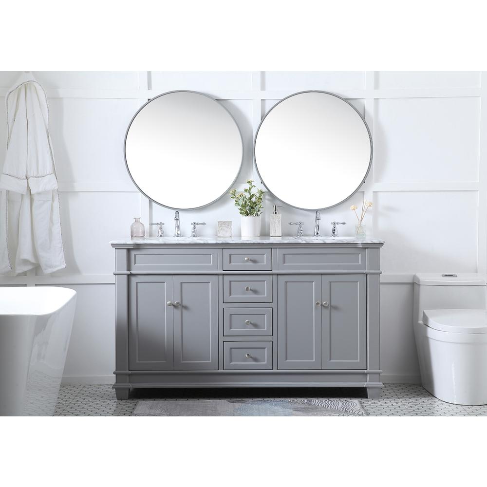 60 Inch Double Bathroom Vanity Set In Grey. Picture 4