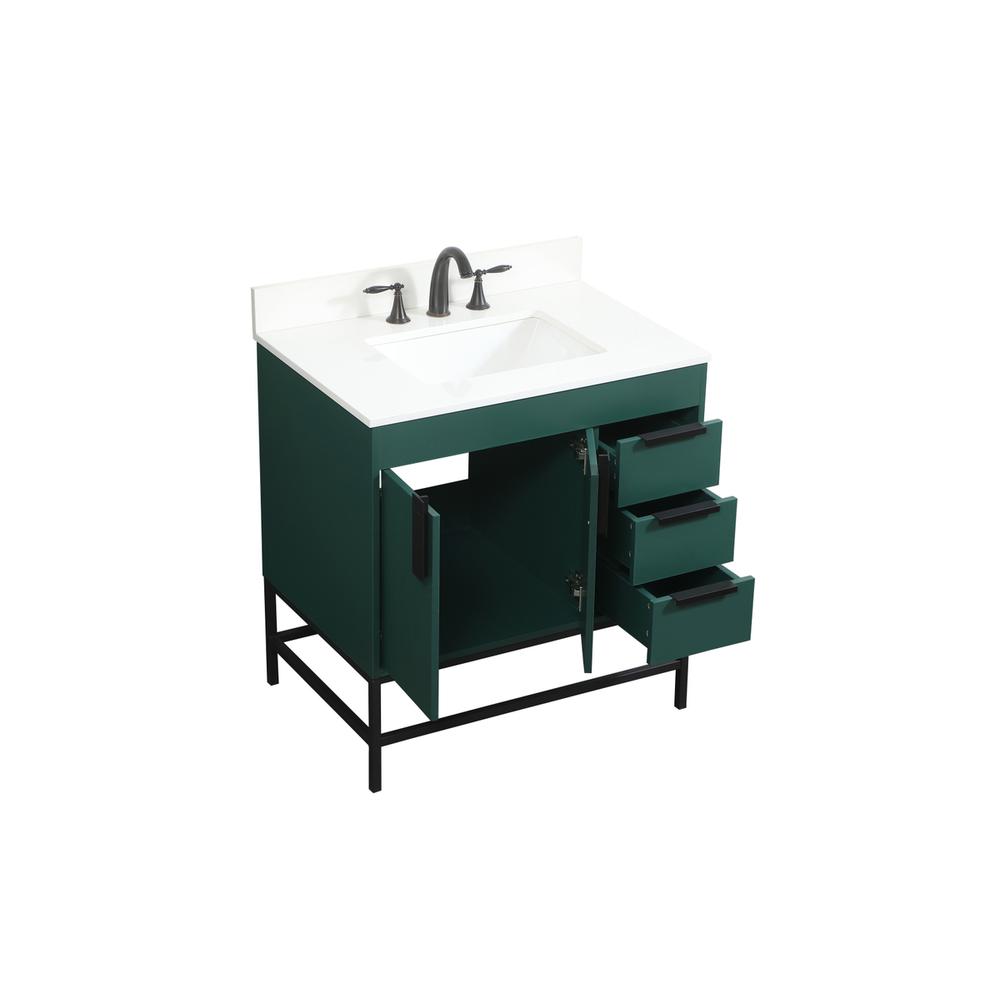 32 Inch Single Bathroom Vanity In Green With Backsplash. Picture 9