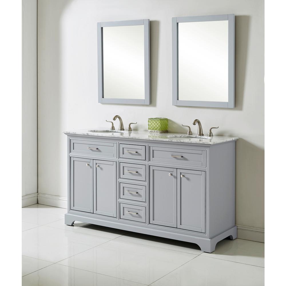 60 In. Double Bathroom Vanity Set In Light Grey. Picture 3