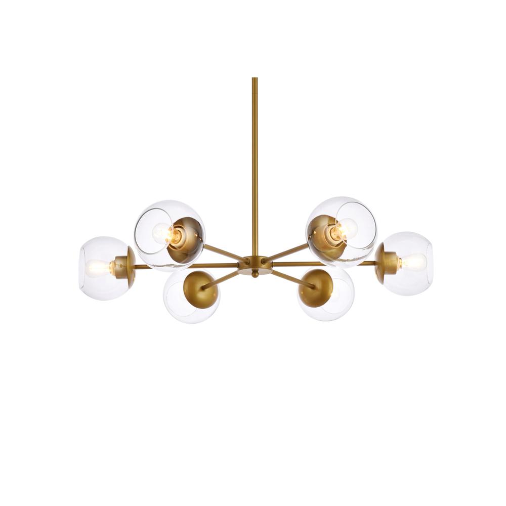 Briggs 30 Inch Pendant In Brass With Clear Shade. Picture 2