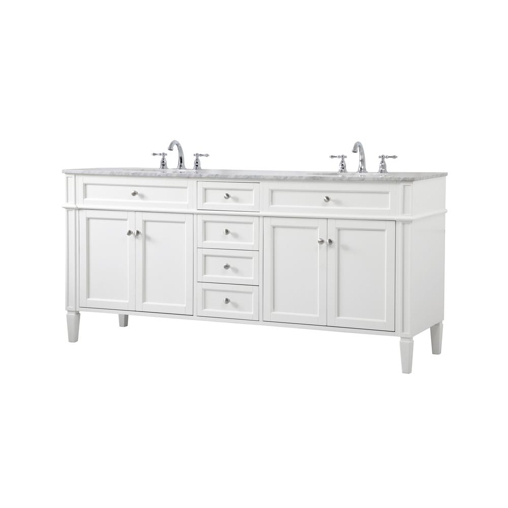72 Inch Double Bathroom Vanity In White. Picture 7