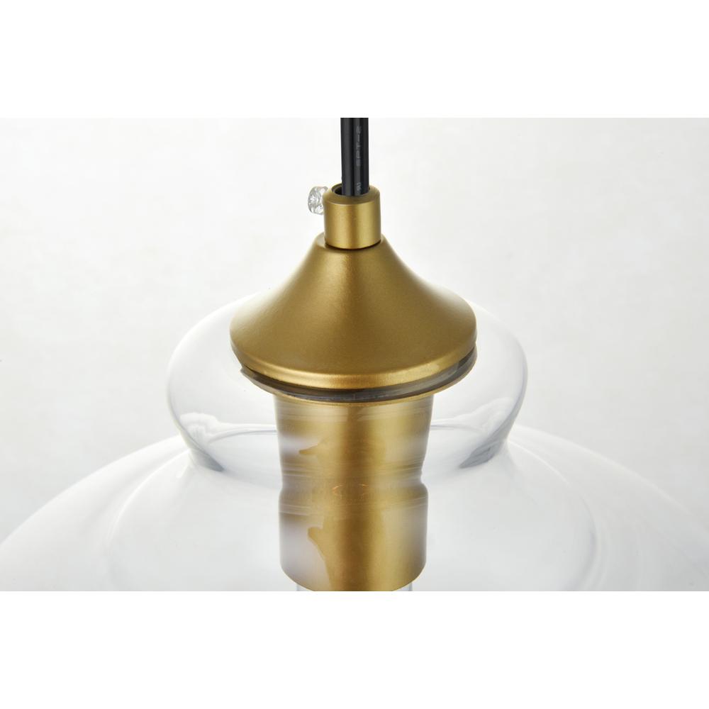 Destry 1 Light Brass Plug-In Pendant With Clear Glass. Picture 4