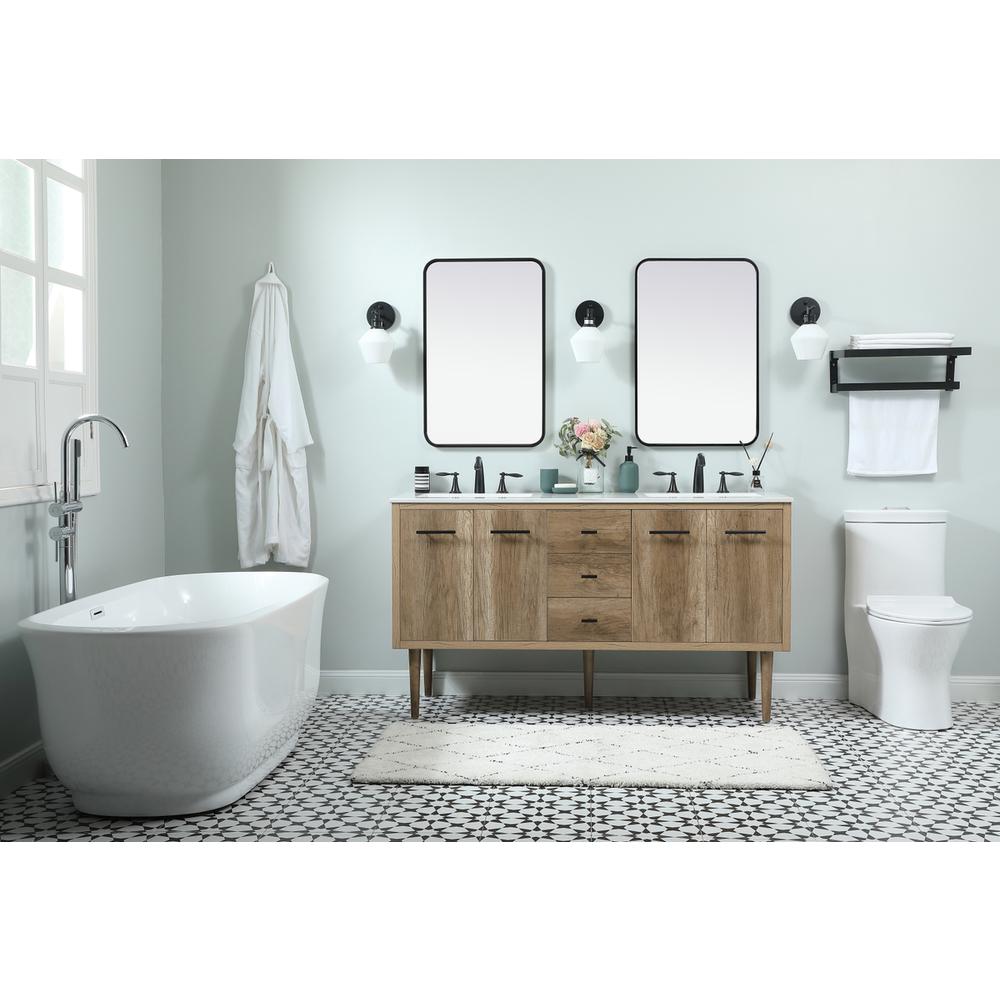 60 Inch Single Bathroom Vanity In Natural Oak. Picture 4