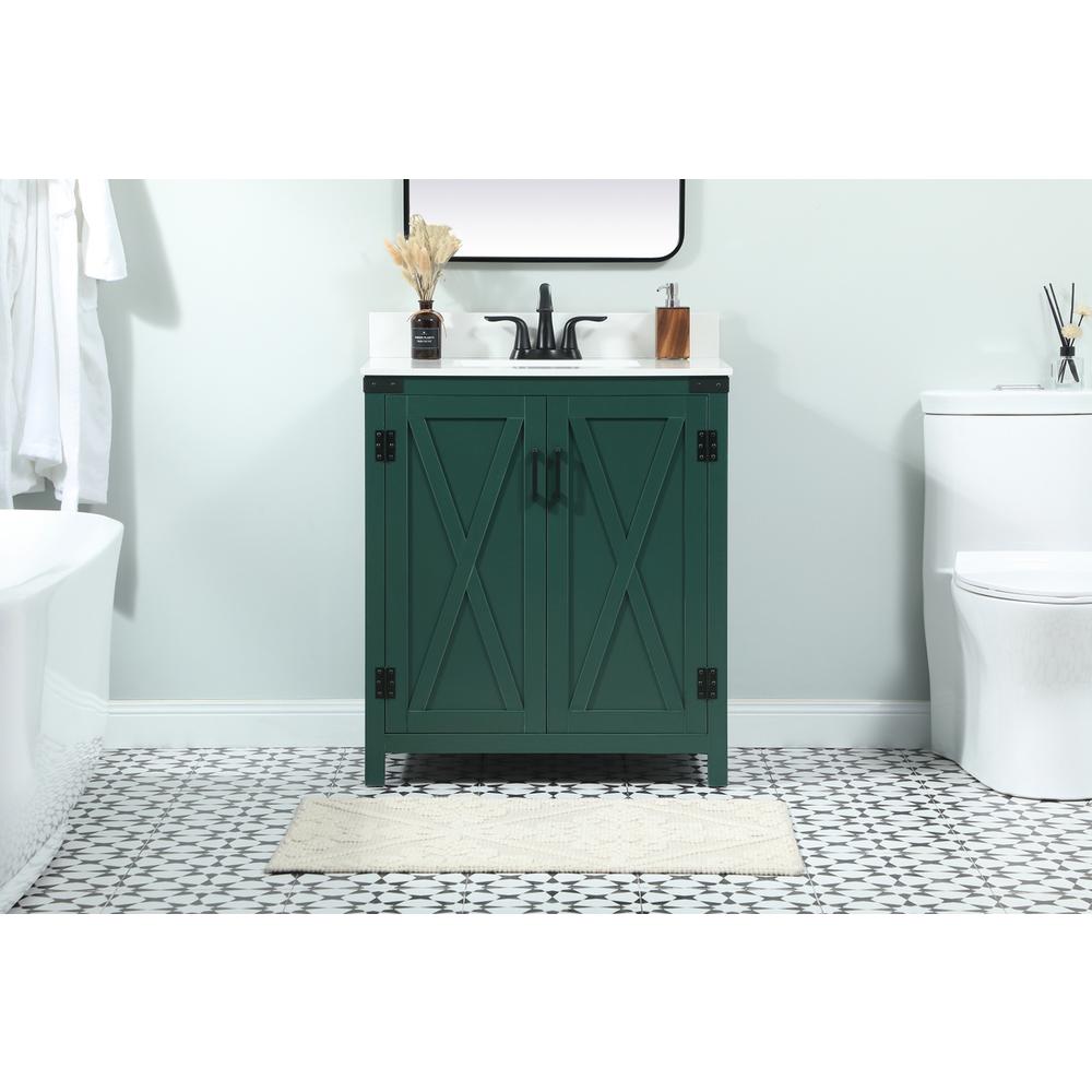 30 Inch Single Bathroom Vanity In Green With Backsplash. Picture 14