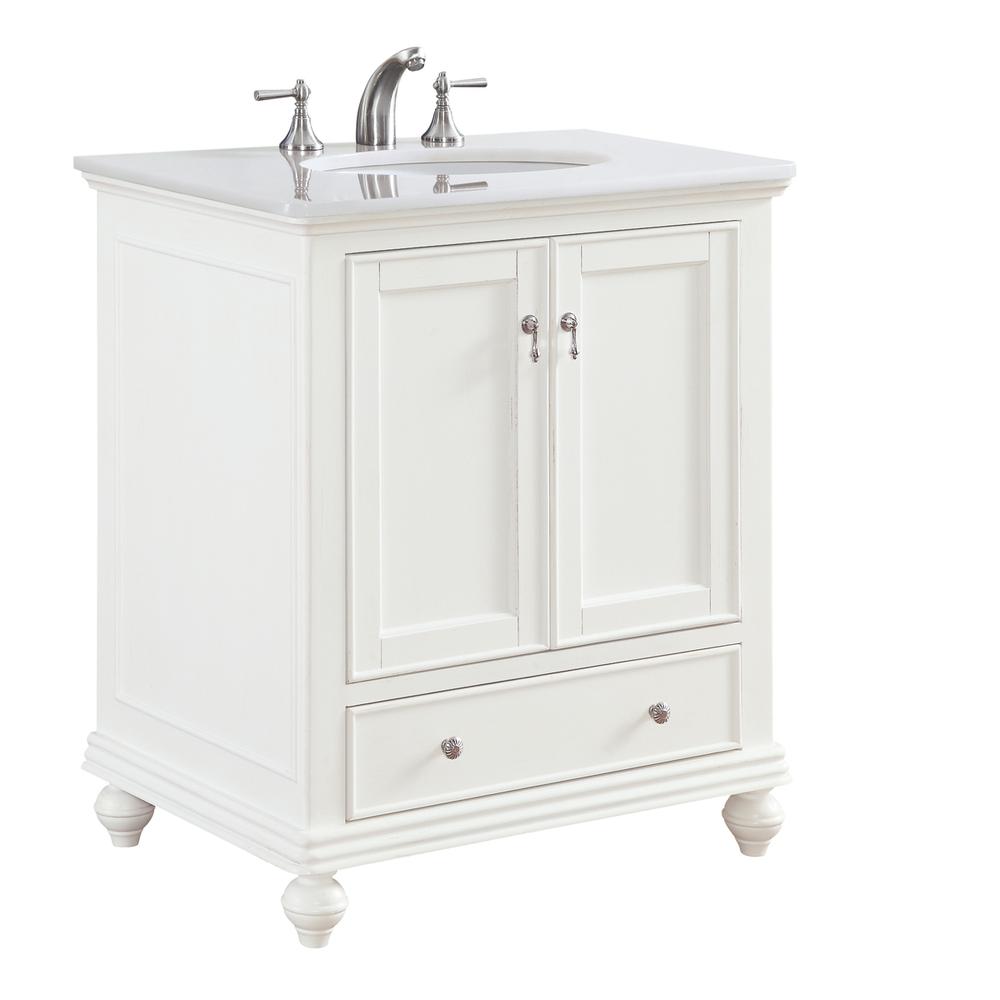 30 Inch Single Bathroom Vanity In Antique White. Picture 12