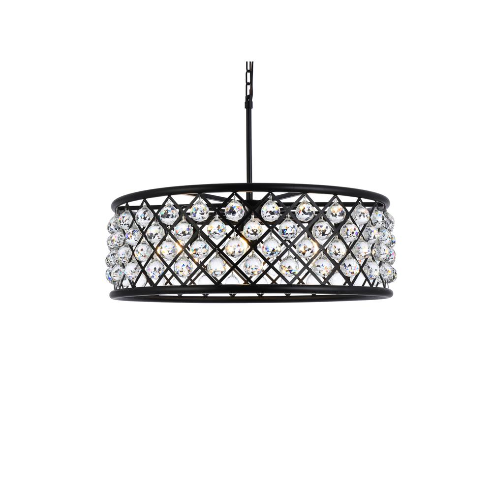 Madison 8 Light Matte Black Chandelier Clear Royal Cut Crystal. Picture 2