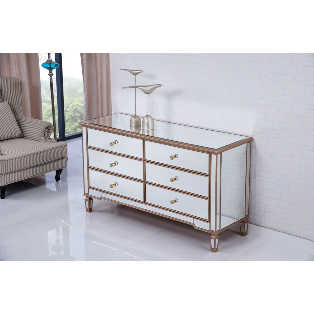 6 Drawers Cabinet 60 In. X 20 In. X 34 In. In Gold Paint. Picture 3