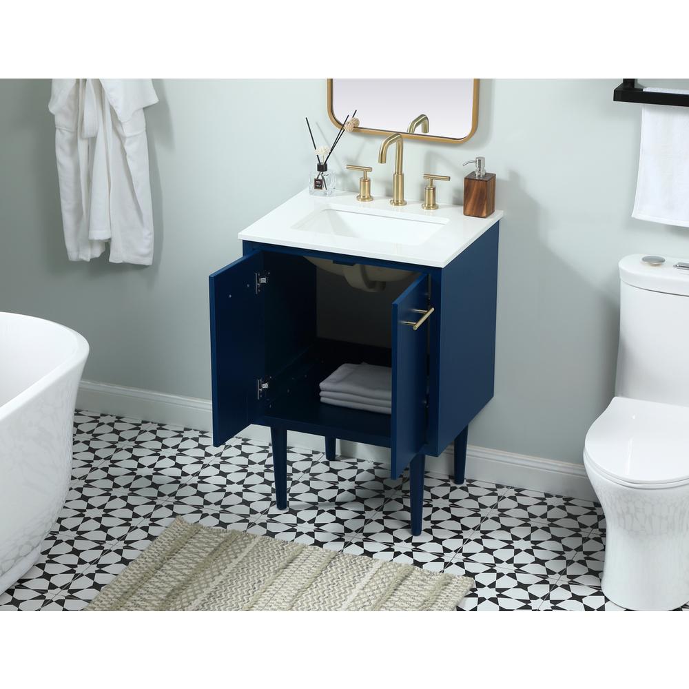 24 Inch Single Bathroom Vanity In Blue. Picture 3