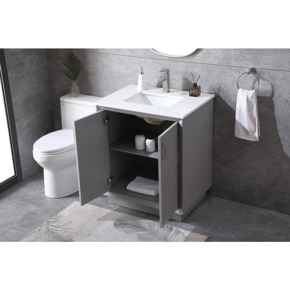 30 Inch Single Bathroom Vanity In Grey. Picture 3