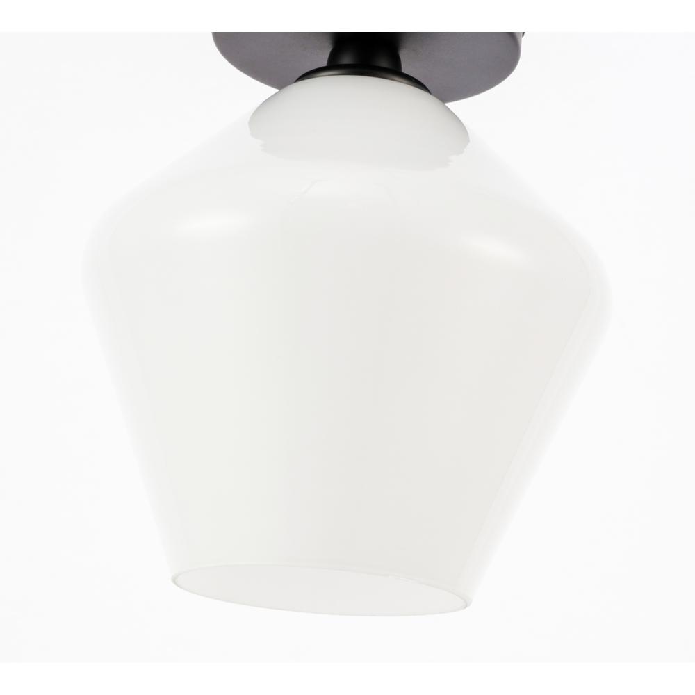 Gene 1 Light Black And Frosted White Glass Flush Mount. Picture 7