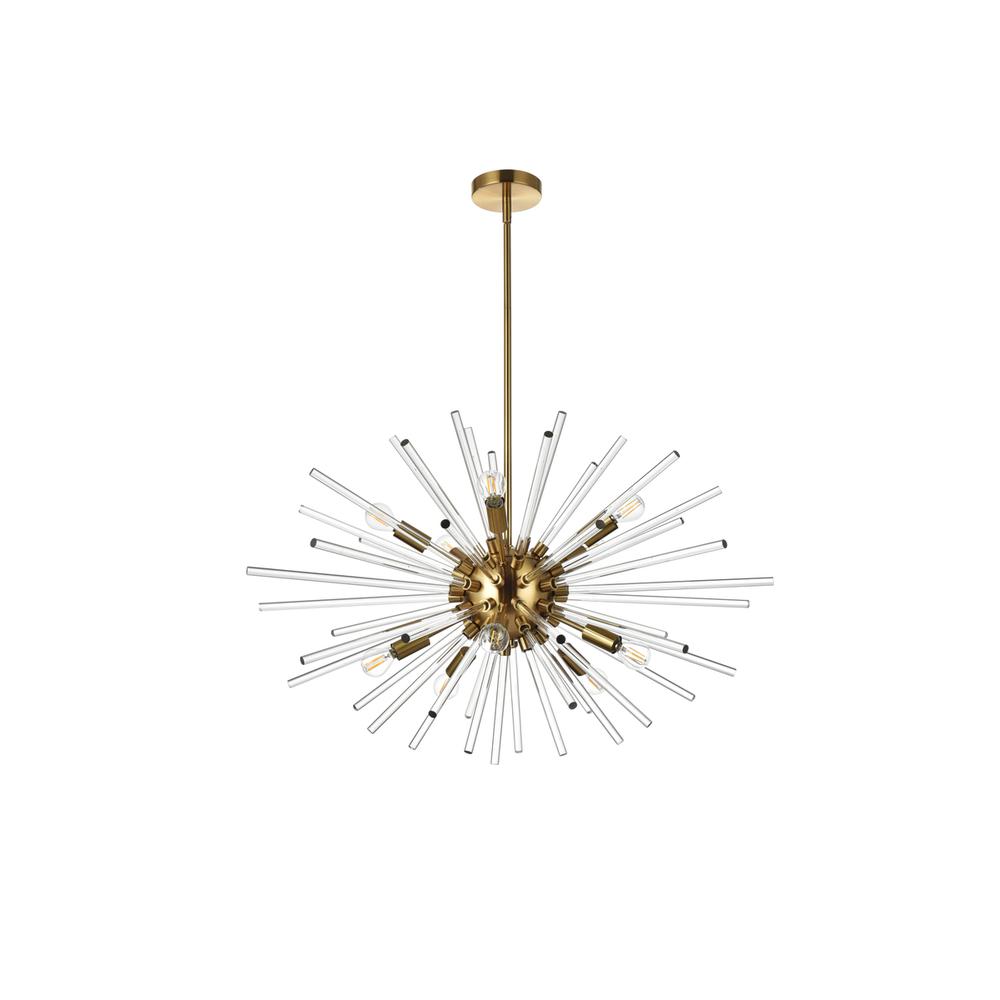 Sienna 32 Inch Crystal Rod Pendant In Gold. Picture 6