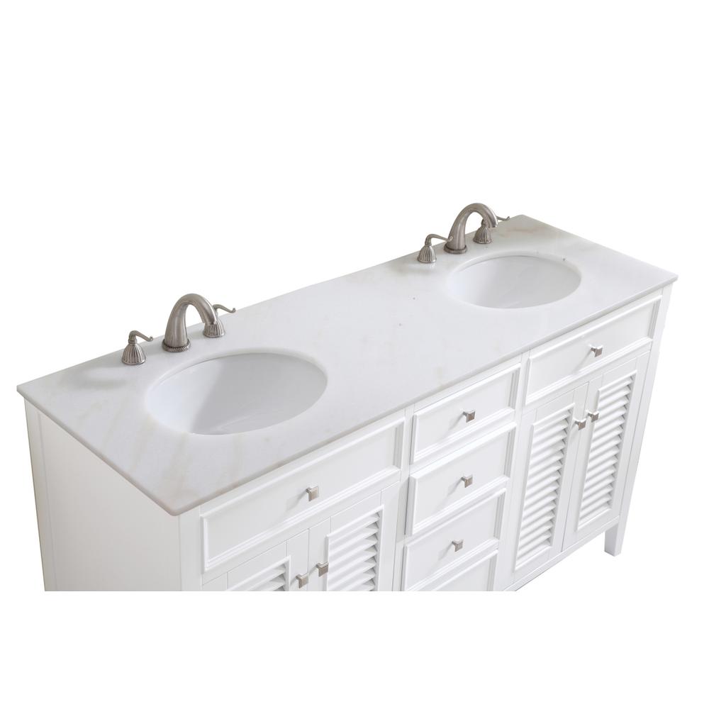 60 In. Double Bathroom Vanity Set In White. Picture 6