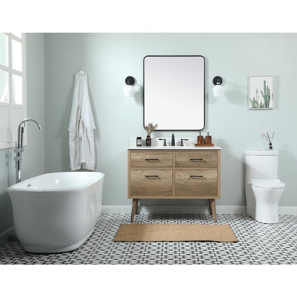 42 Inch Single Bathroom Vanity In Natural Oak With Backsplash. Picture 4