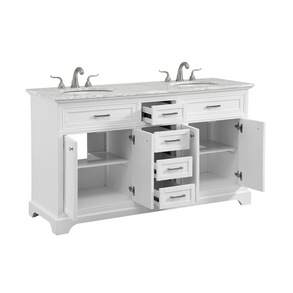 60 In. Double Bathroom Vanity Set In White. Picture 2