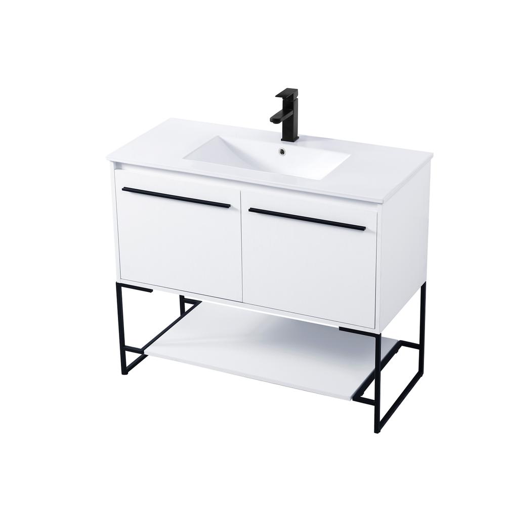 40 Inch  Single Bathroom Vanity In White. Picture 8