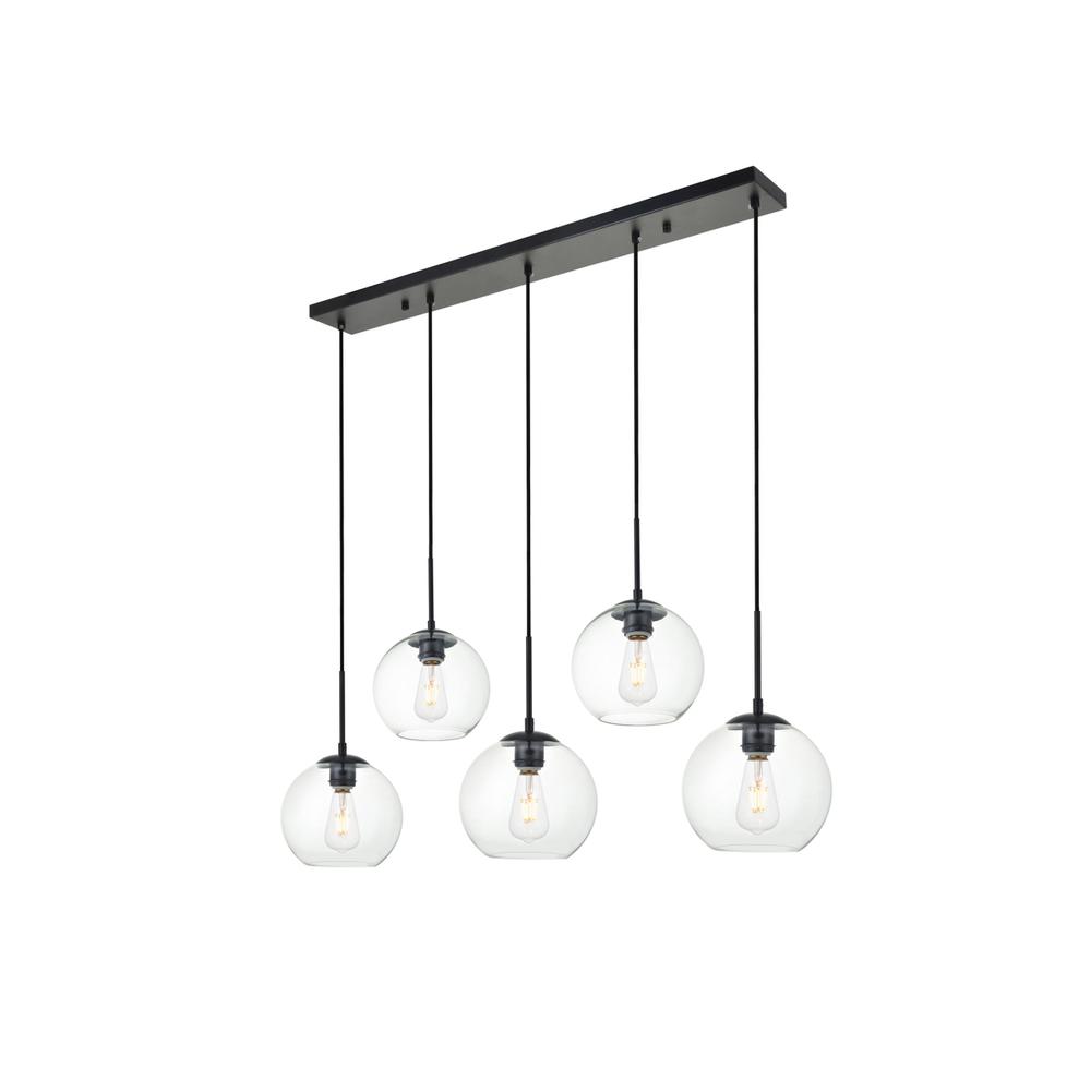 Baxter 5 Lights Black Pendant With Clear Glass. Picture 2