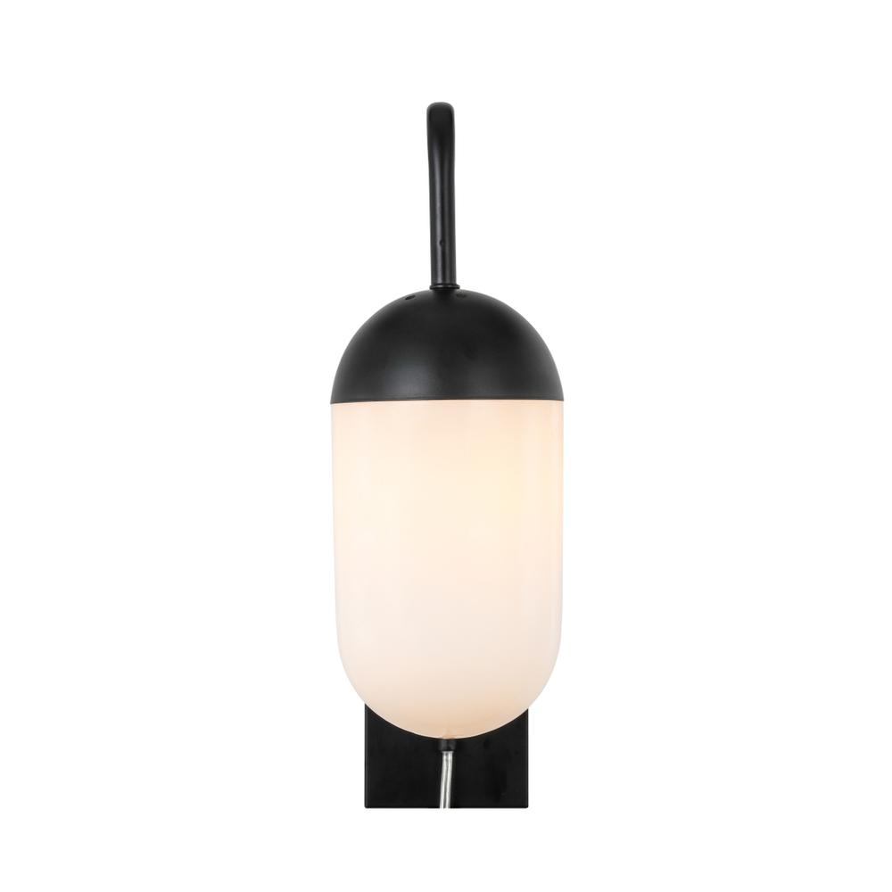 Kace 1 Light Black And Frosted White Glass Wall Sconce. Picture 7